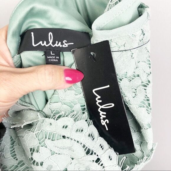 LULU’S | NEW Flirting with Desire Lace Bodycon Dress Blue Mint Women’s Size L - Picture 10 of 14